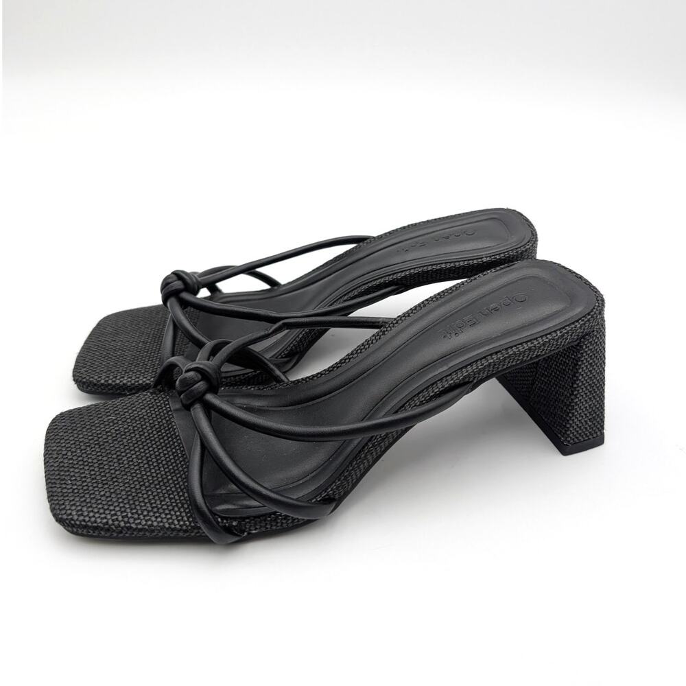 Open Edit Jamie Block Heel Sandals Open Toe Women's Black Size US5M EU35.5